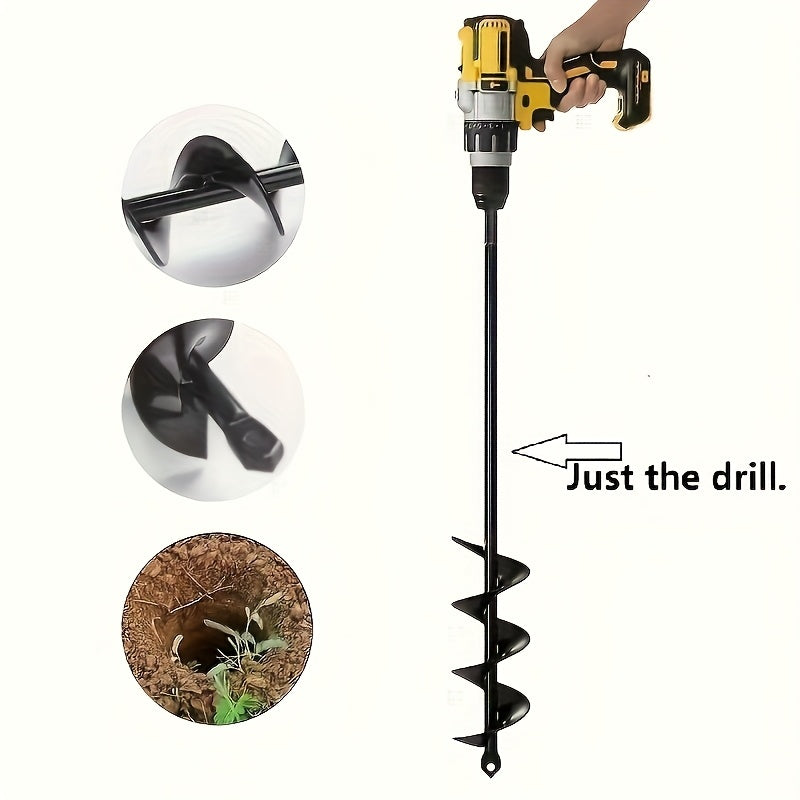 TEMU Heavy-duty Ground Drilling Joint Auger Bit - Manual Garden Drill Bit For Planting Trees, Fence Posts, Gardens - Durable Metal Construction With