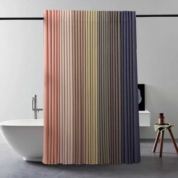 Lmitation Linen Waterproof and Mildew Proof Shower Curtain Pink Thickened Anti-Mold Suit Free Perforated Partition Curtain M240824