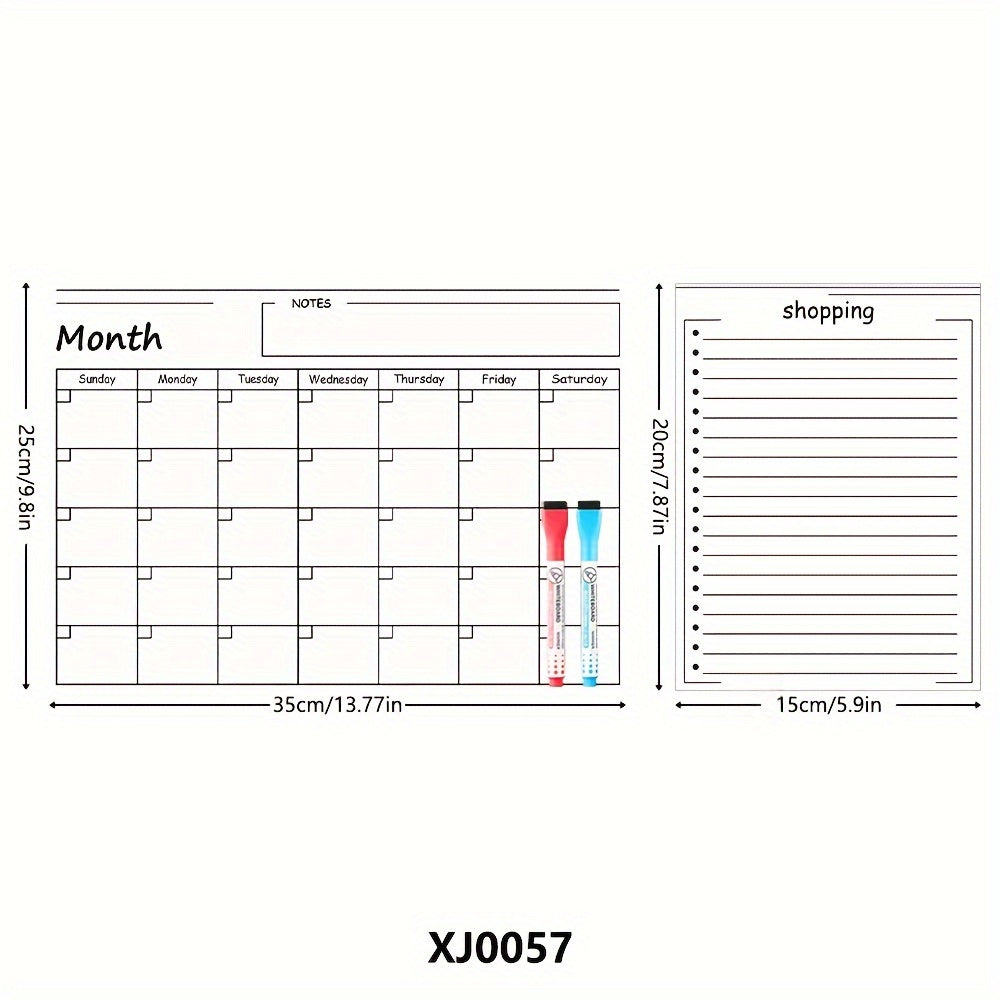 TEMU 2pcs Refrigerator Magnetic Dry Erase Calendar - Monthly And Weekly Kitchen Refrigerator Planner, With 2 Magnetic Dry Erase Markers - 9.8 X