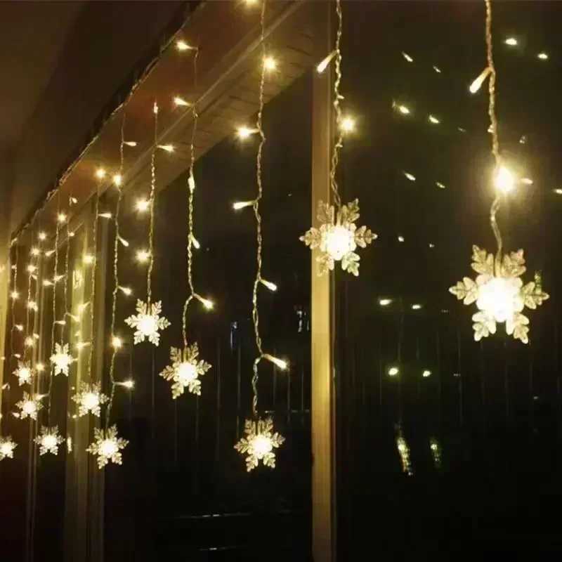 3M Christmas Lights LED Snow Curtains Ice Fairy String Lights Outdoor Garden Party Garden 2024 New Year Decoration Y240927
