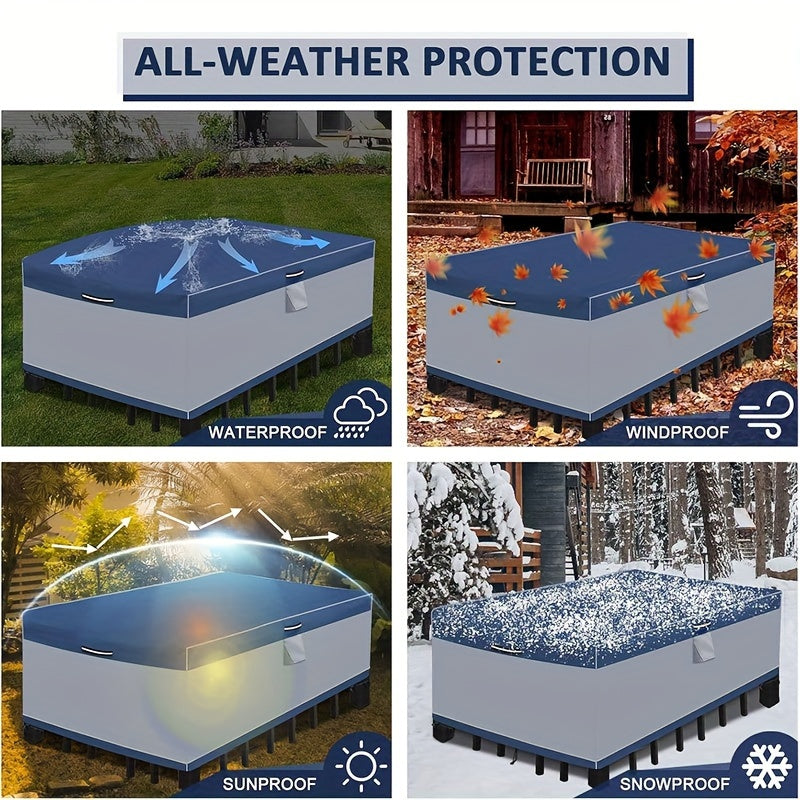 TEMU Heavy-duty Waterproof Rectangular Patio Furniture Cover, 600d Oxford Fabric, Durable Material For Universal Use On Tables And Chairs