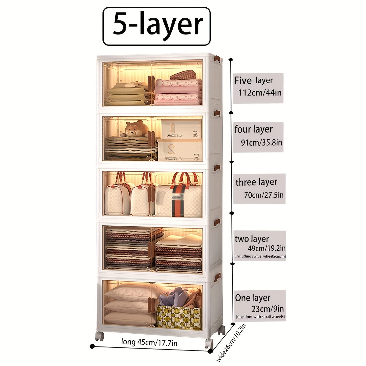 TEMU 2-3-4-5layer Extra Large Storage Cabinet, Multi-tier Foldable Storage Box With Doors, For Shoes Books Clothes, Household Storage Organizer For