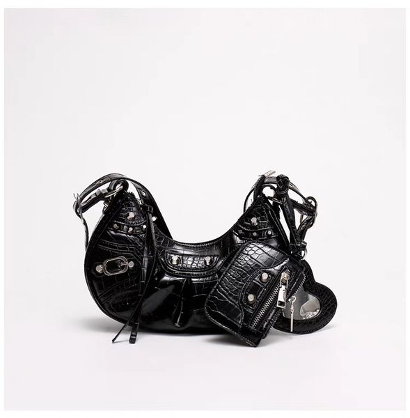 2024 Fashion Rivet Alligator Print Fabric With Dia Cagole Armpit Dumpgs Crescent Buns Shoulder Bags