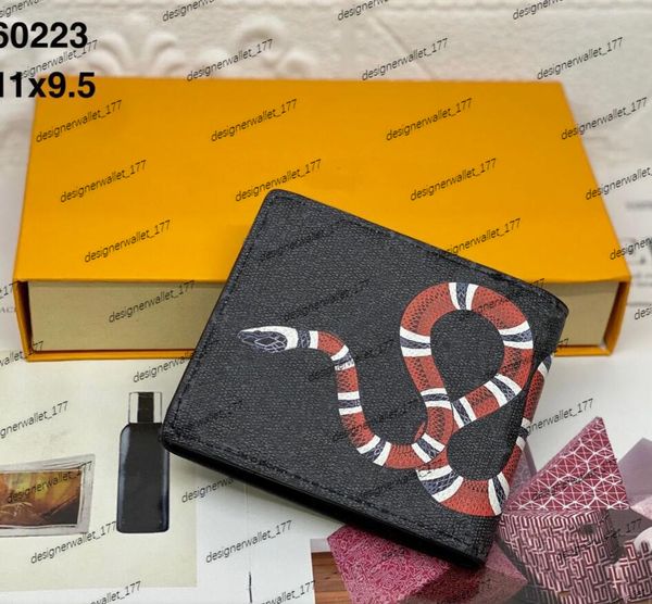 AAA Men Animal Designers Fashion Short Wallet Leather Black Snake Tiger Bee Women Luxury Purse Card Holders With Gift Box Top Quality