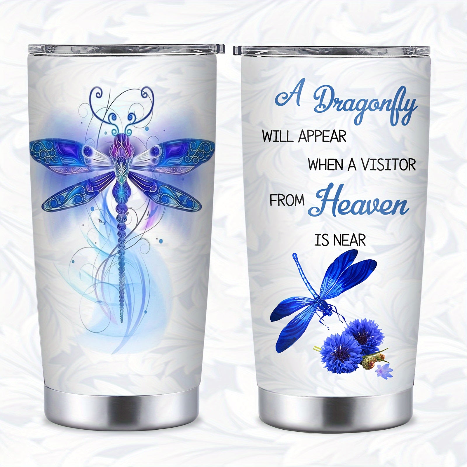 TEMU 1pc, Dragonfly Travel Mug, Tumbler Gifts, 20oz Stainless Steel Insulated Cup, Coffee Tumbler For Women Girls Sister Presents For Birthday