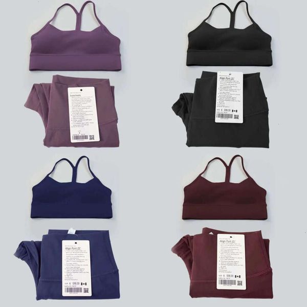 Align Yoga Sets Women 2 Pieces Sportswear Gym Top U-shape Flow Y-shape Bra Fiess High Waist Leggings Workout Sports Clothes Tracksuits Jogge