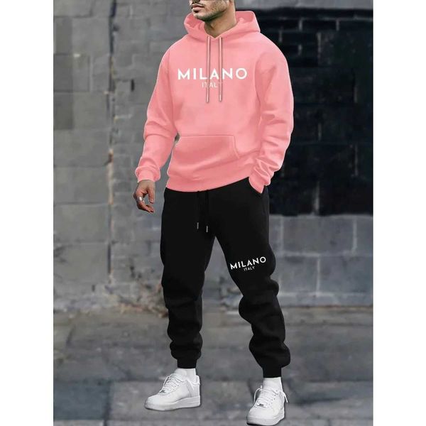 Men&#039;s Tracksuits 2pcs Mens Long Sles Hoodie Sweatpants Sporty Set Casual Comfy Style Spring Autumn Winter Outfits Outerwear Ski Clothin