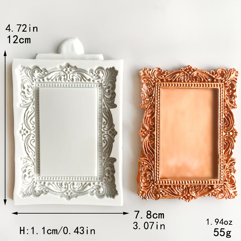 TEMU Resin Liquid Mold European Style Retro Photo Frame Frame Mold Silicone Mold Plaster Expansion Stone Drop Glue Clay Soft Pottery Mold