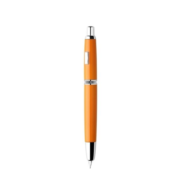 Fountain Pens MAJOHN A1 Press Fountain Pen Retractable Fine Nib 04mm Metal orange no clip Ink Pen with Converter school office pens 220923