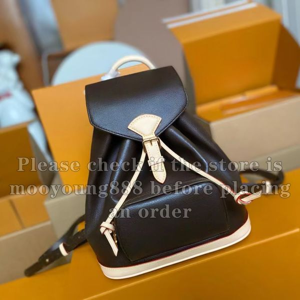 12A Upgrade Mirror Quality Designer Backpack Luxury Mini Backapck Women School Bag 25CM Brown Flower Bag Coated Canvas Cowhide Leather Doubl