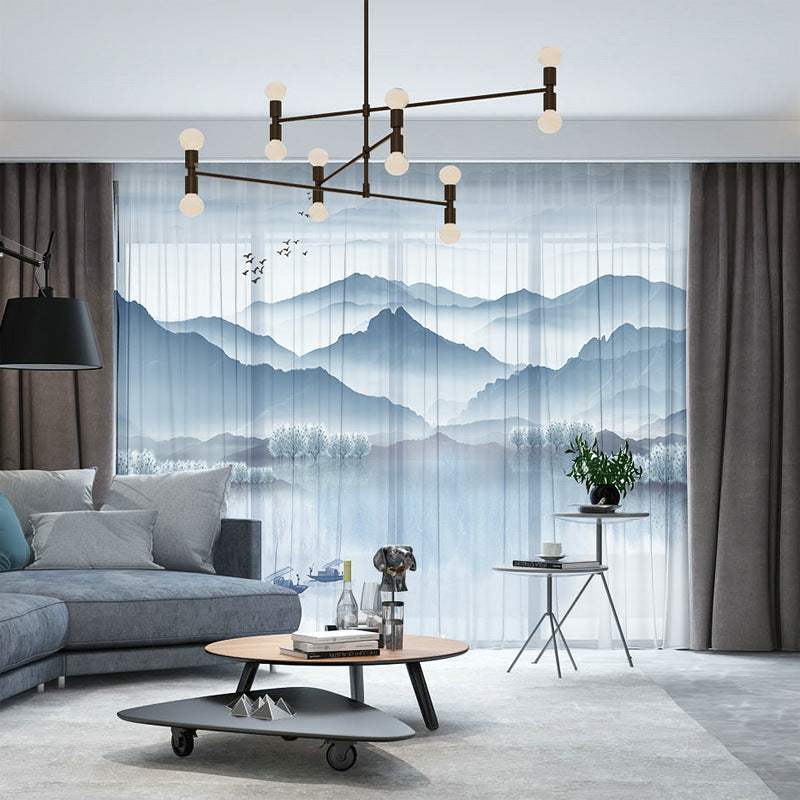 YL-36691 whole house Chinese style curtain new Chinese style Jiangnan retro classical Hui style ancient building living room villa blackout window s