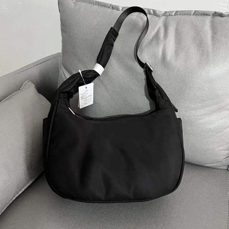 Croissant Black underarm 4L commuter shoulder bag niche high-grade nylon handbag lies lemenly Bags