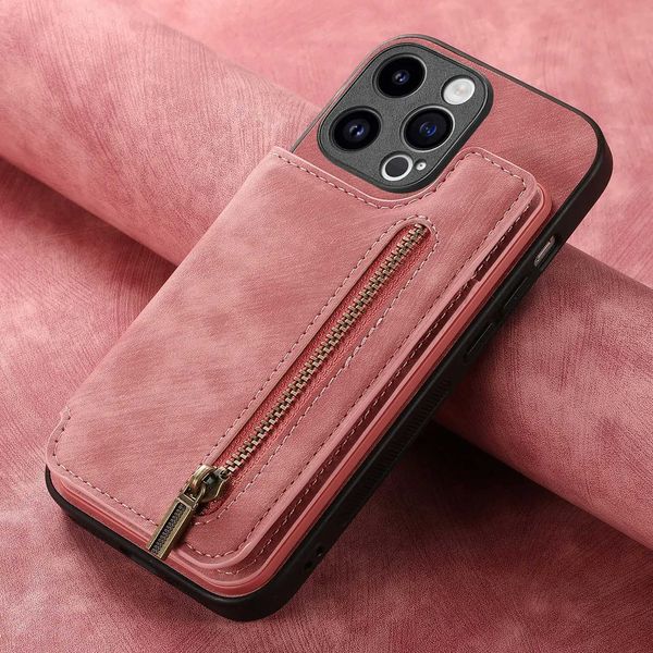 Cell Phone Cases Leather Zipper Wallet with Card Holder Phone Case for IPhone 15 14 11 Pro Max 13 12 Mini X XR XS Max 8 7 Plus Shockproof Co