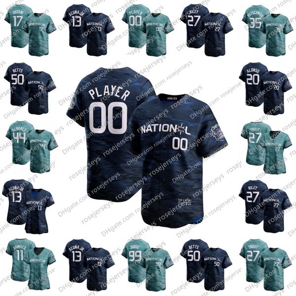 Custom 2024 All-Star Baseball Jerseys - Polyester Quick Dry Short Sleeve Mens Womens Youth Kid Sizes - Teal Royal