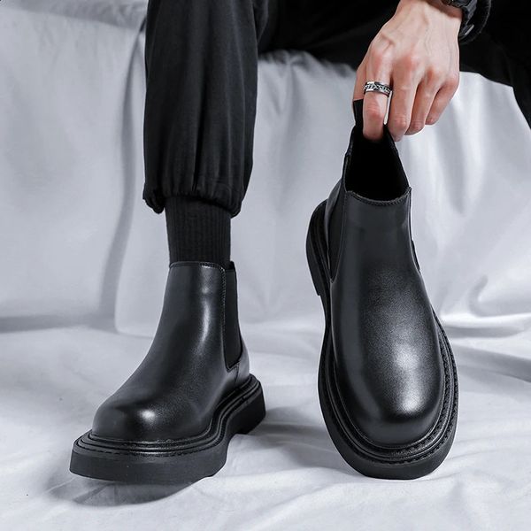 British Style Gross Gross Bottom Sleeve Boots Fashion Casual Simple Mens Shoes 241230