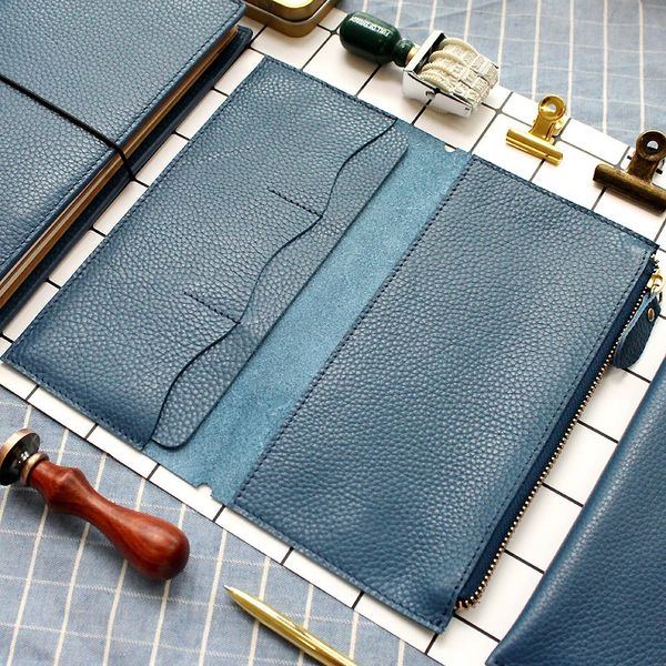 Notepads Fromthenon Litchi Grain Leather Travelers Notebook Card Bag Storage Bag For Midori Traveler&#039;s Notebook Vintage Retro Accessori