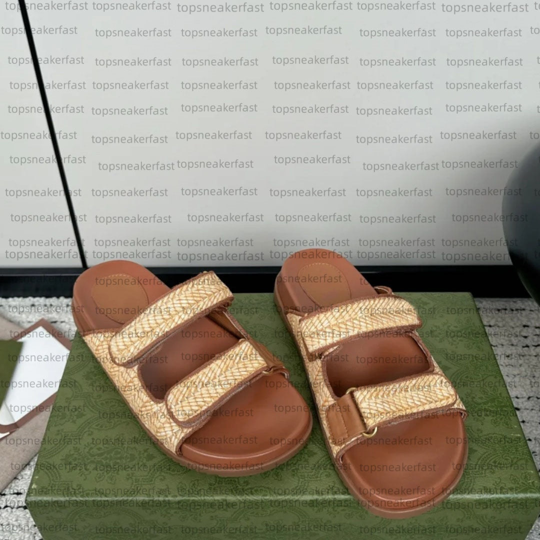 Designer Slippers Denim Sandals Women Flat Sildes Platform Slides Men Summer Beach Slippers Metal Comfort Silde Luxury Mules Sandals