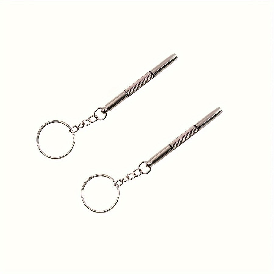 TEMU 2pcs Steel Glasses Screwdriver, Portable Precision Eyeglass Screwdriver Watch Repair Kit With Keychain Hand Tools