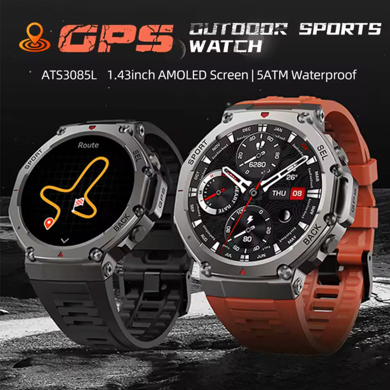 2025 DM58 Positioning System Outdoor Sports Smart Watch Amoled BT Call 50m Waterproof Heart Rate Tracker Compass-Sports Reloj Smartwatch