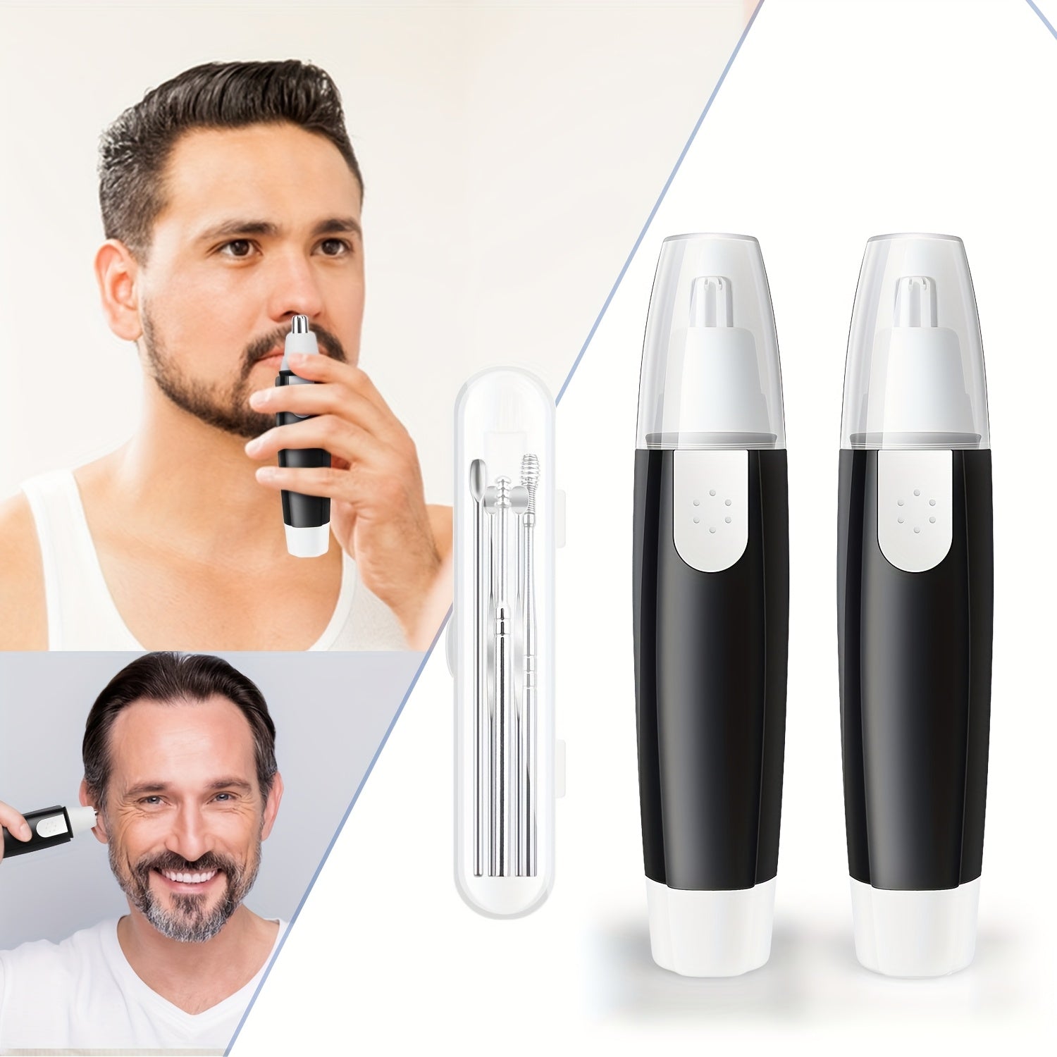 TEMU 2pcs Electric Nose Hair Trimmer, Portable Multifunctional Nose Hair Remover, Ear And Nose Hair Shaving Tool, Pocket Size Eyebrow & Facial Hair