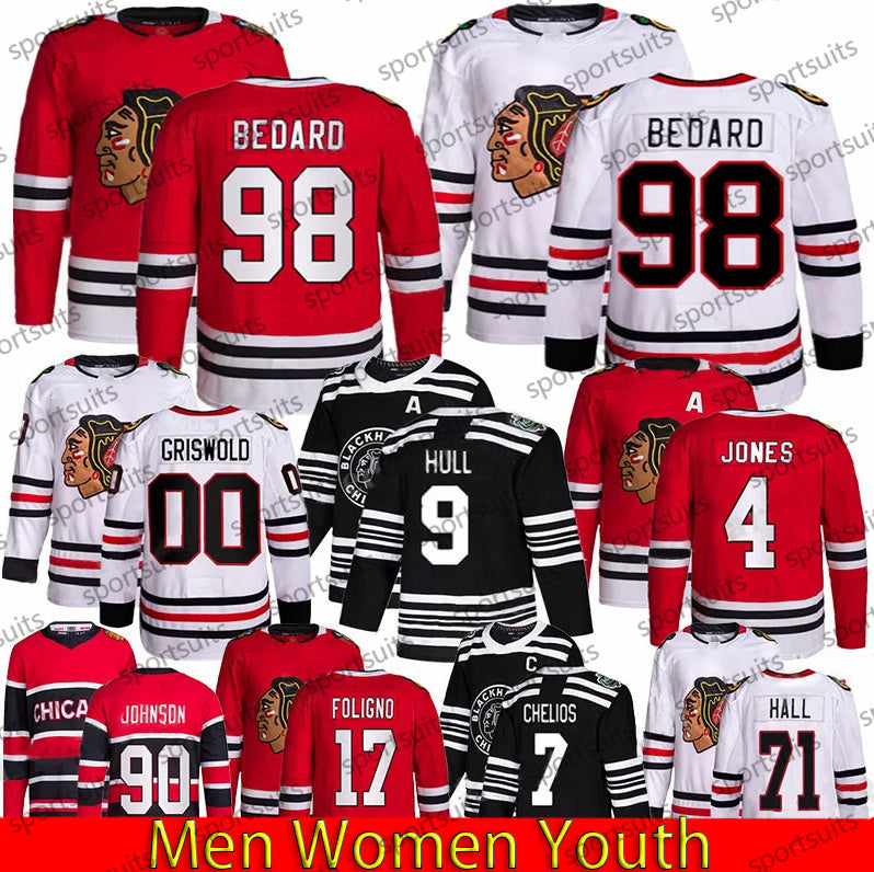 98 Connor Bedard Reverse Retro chicago hockey jersey blackhawks jersey Jonathan Toews Taylor Hall Corey Perry Tyler Johnson Patrick Kane Bobby Orr G