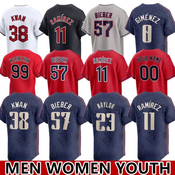 2024 Guardians Baseball Jerseys Jose Ramirez Steven Kwan Andres Gimenez Bell Shane Bieber Myles Straw Naylor Plesac Men Women Youth Jersey c