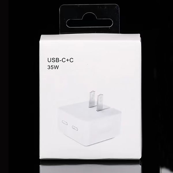 PD 35W 2 in Chargers Dual USB C port power adapter fast charging US EU UK Wall Plug Charger for Apple Book HomePod iphone 2 3 4 5 pro max Do