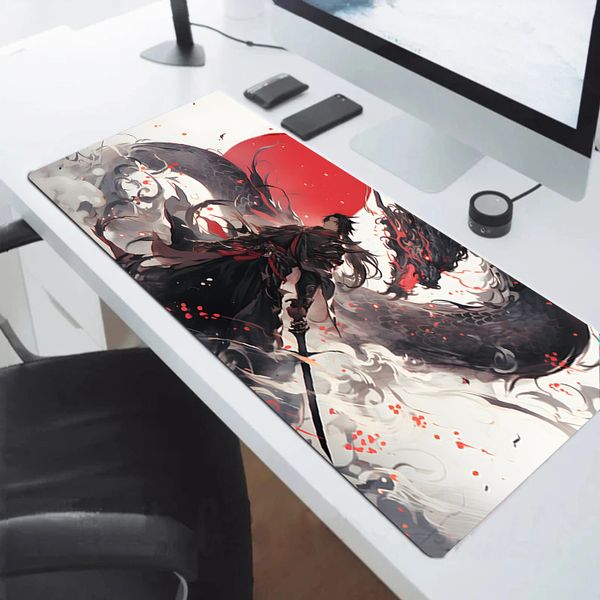 Mousepad Gamer Gaming Pad Samurai Mouse Mat Non-slip Pads Rubber Anime Keyboard Laptops Pc Extended Deskmat Large Mause Mats Xxl