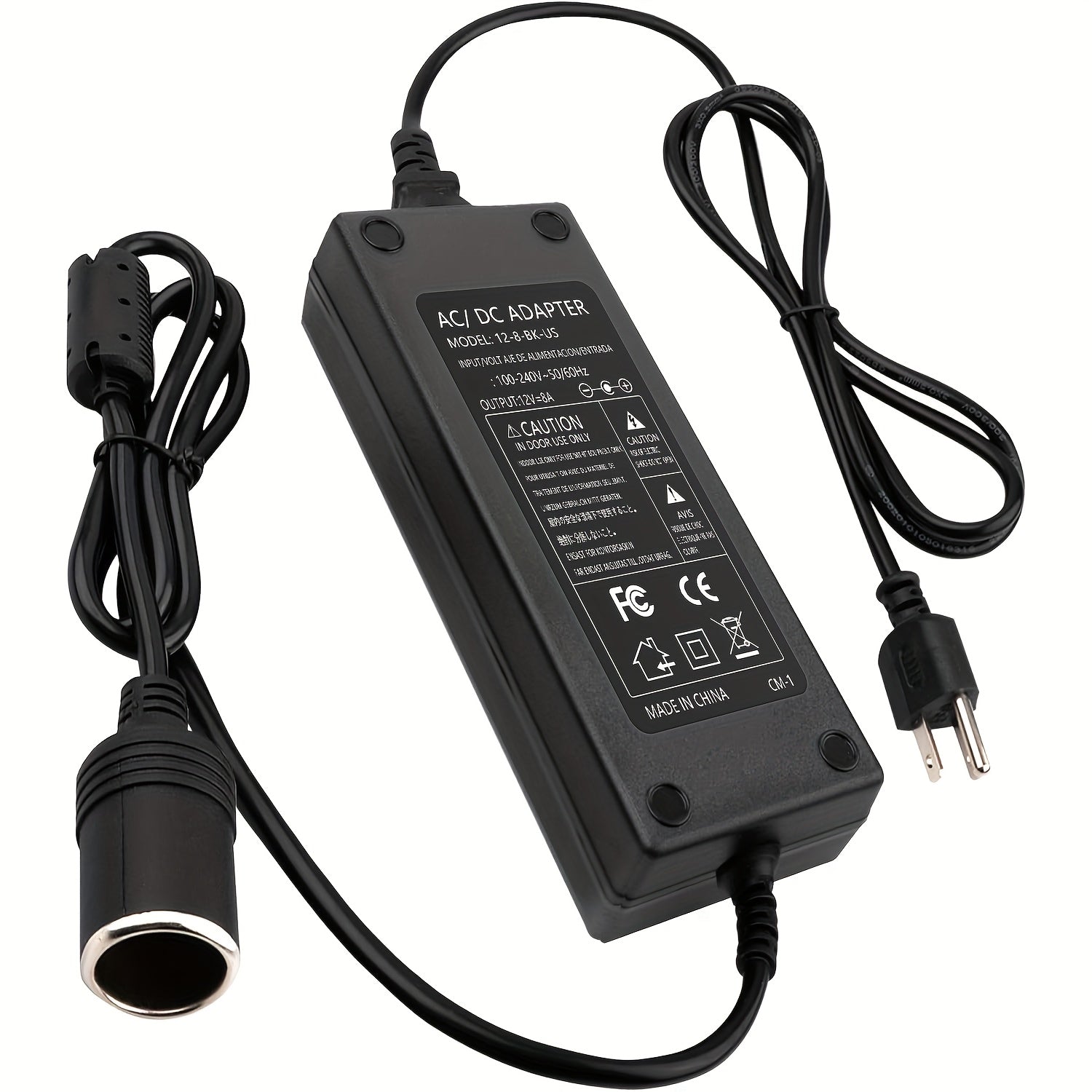 TEMU 96w 8a Ac To 110v-130v To 12v Converter With Us Plug - Car Power Adapter For Tire Inflator, Air Compressor, Car Refrigerator, Vacuum, Cooler -