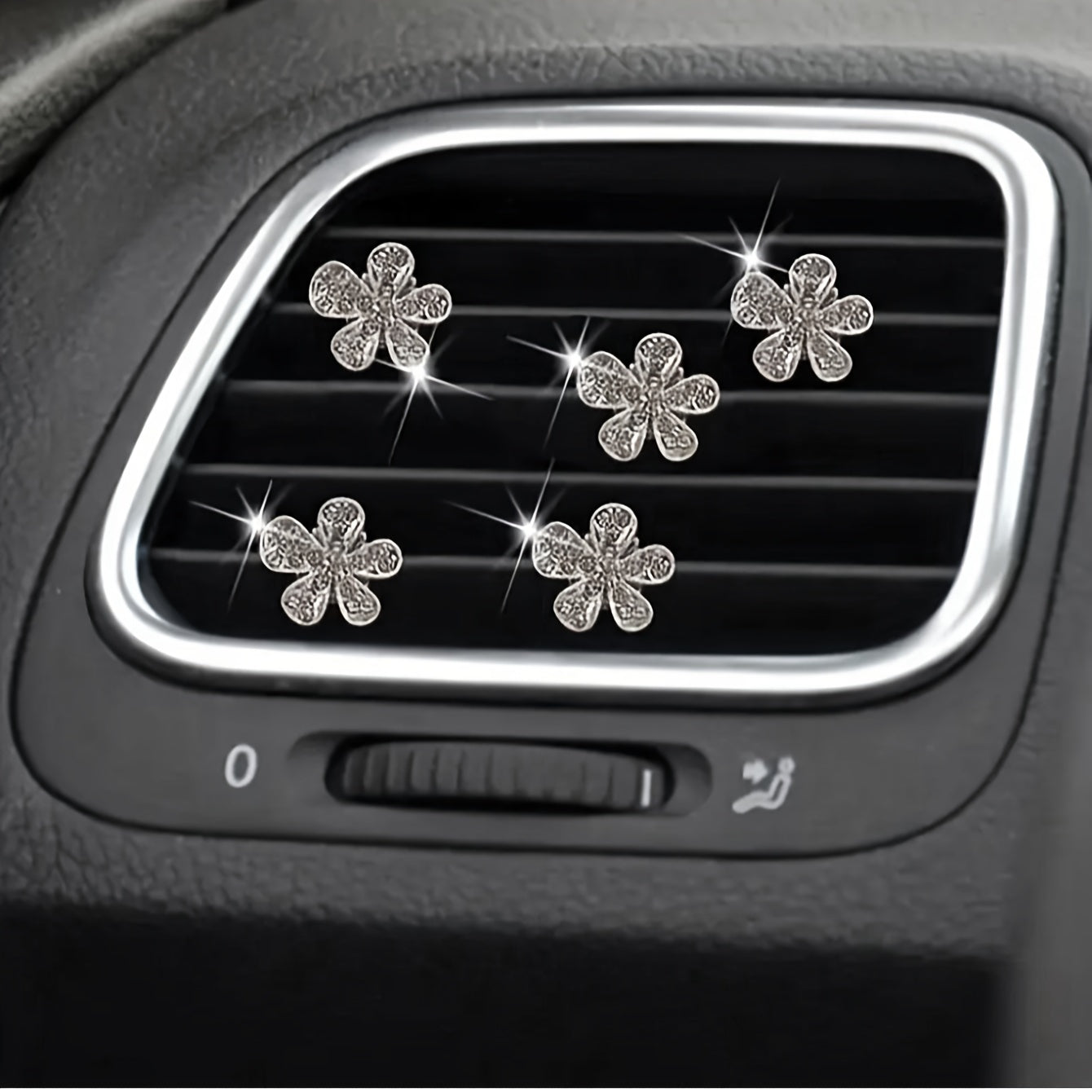 TEMU 2pcs Of Shiny Rhindiamonds Flower Car Outlet Clamp - Aluminum Alloy For Most Models - Interior Accessories And Gifts