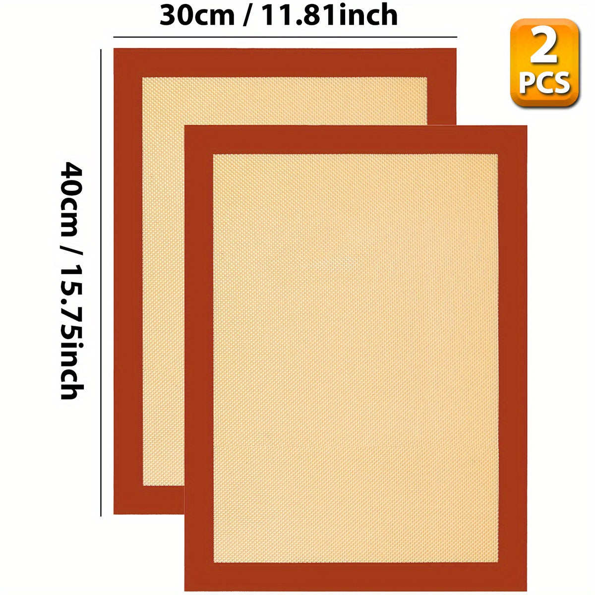 TEMU 2pcs, Silicone Baking Mats (15.7''x11.8''), Reusable Baking Mats, Heat Resistant Oven Liner Sheet, Cake Pan Mat, For Macaron, Cookie, Baking
