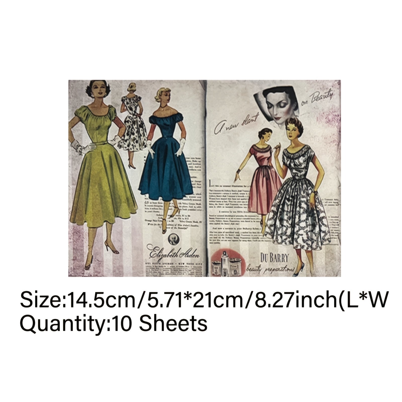 TEMU Vigus 10-pack Vintage Fashion Magazine Watercolor Finish Craft Paper For Junk Journal Scrapbooking, Artistic A5 Diary Collage Sheets