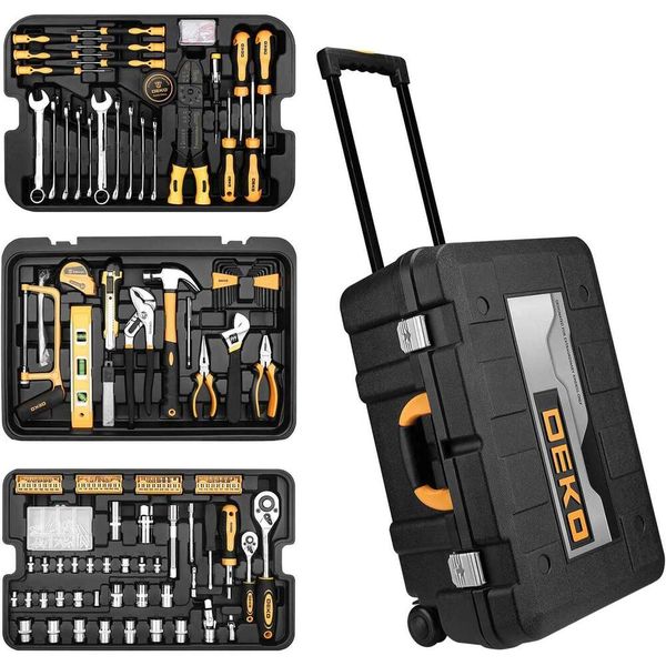 D 258 Piece Kit with Rolg Box Socket Wrench Hand Tool Set nic Case Trolley Portable