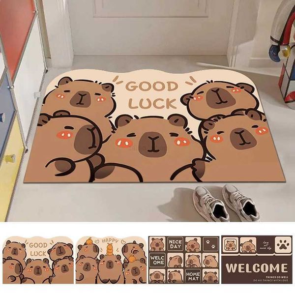 Kawaii Capibala Floor Mat Anti slip Door Mat For Living Room Kitchen Bathroom Clean Area Rug Creative Design Household CarpetXJ240807