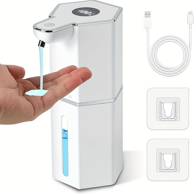 TEMU Non Contact Automatic Sensing Soap Dispenser, Desktop Wall Mounted Dual-use, 4-speed Adjustable, With Display Screen, Ipx5, Rechargeable Wall