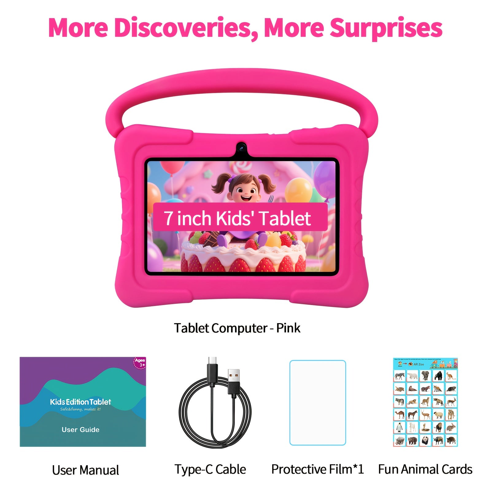 TEMU 7-inch Tablet For Kids With , 4gb +32gb Storage, Wifi & Wireless, Ips Screen, Educational Games, Stereo Speakers, Usb-c Charging, Portable