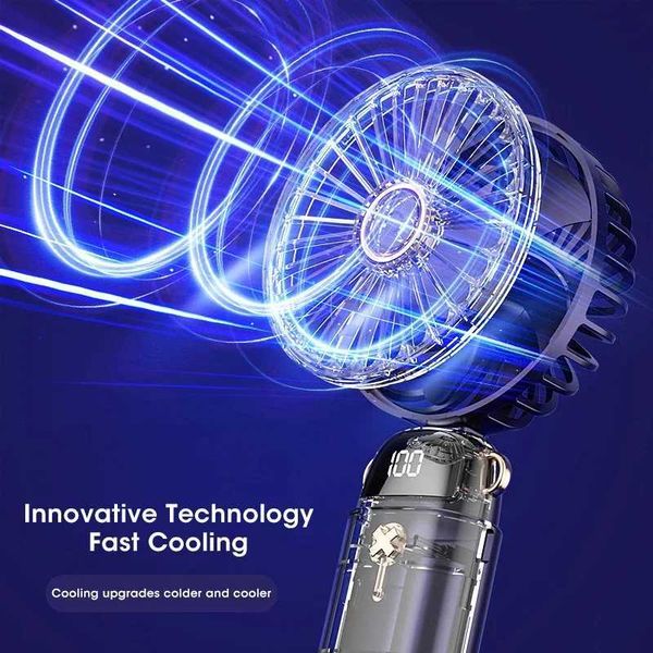 Electric Fans 2024 New 3000mAh Portable Fan Rechargeable 90 Foldable Fan Mini Air Conditioner Small Fan Air Cooler with LED Digital Display