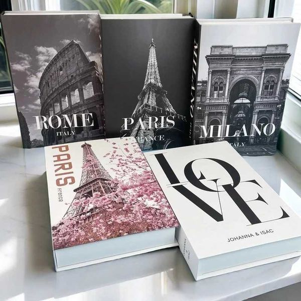 Open Paris Luxury Fake Book Storage Box Decorative Books Home Decor Rome Milan Coffee Table Ornament Bedroom Interior DecorationXJ241228