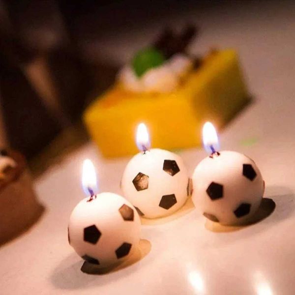 6pcs-Set Football Shape Candles Creative Kids Birthday Party Cake Candles Decorations Football Theme Party Toy Gift SuppliesXJ241112