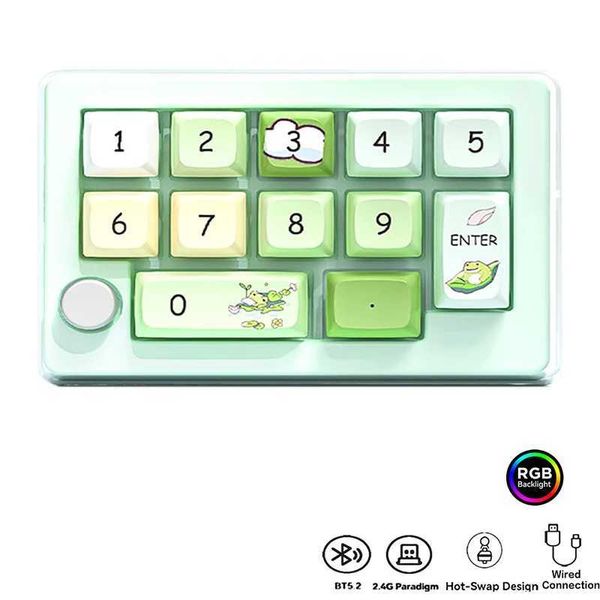 RGB Backlit 2.4G Tri-Mode Wireless Mechanical Keyboard 12 Keys Full Hot Swappable Programming Number Keyboard for Win7-8-10-MacXJ241225