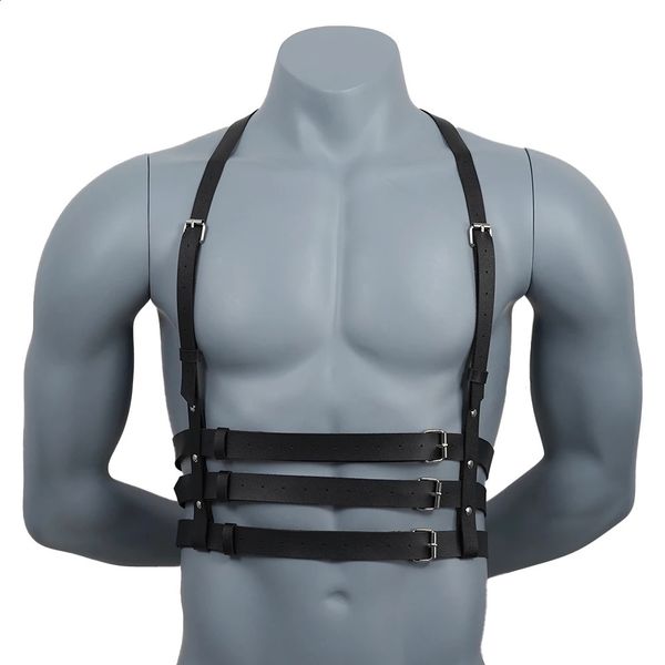 Men Harness BDSM Gay Pu Leather Harness Belt Adjustable Studded Decor Clothing Fetish Clothing Erotic Costume Bondage lingerie 241227