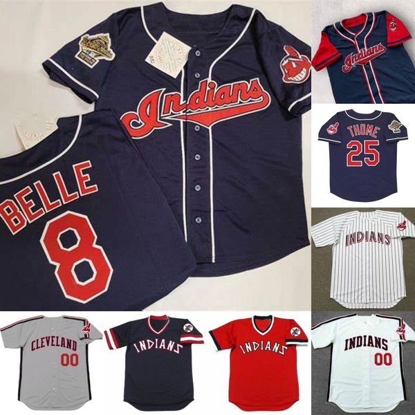 8 Albert Belle 1995 Indians Jerseys 7 Kenny Lofton Sandy Alomar Jim Thome Dave Winfield Orel Hershiser Manny Ramirez Omar Custom Baseball Je