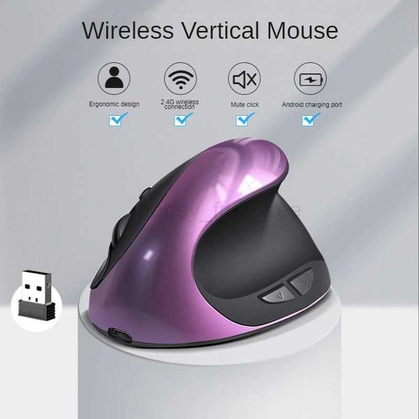 Hot Selling Rechargeable Vertical Mice Ergonomic Wireless Mouse 2.4G USB Receiver 1600 Adjustable DPI 6 Buttons Mause for PCM240725