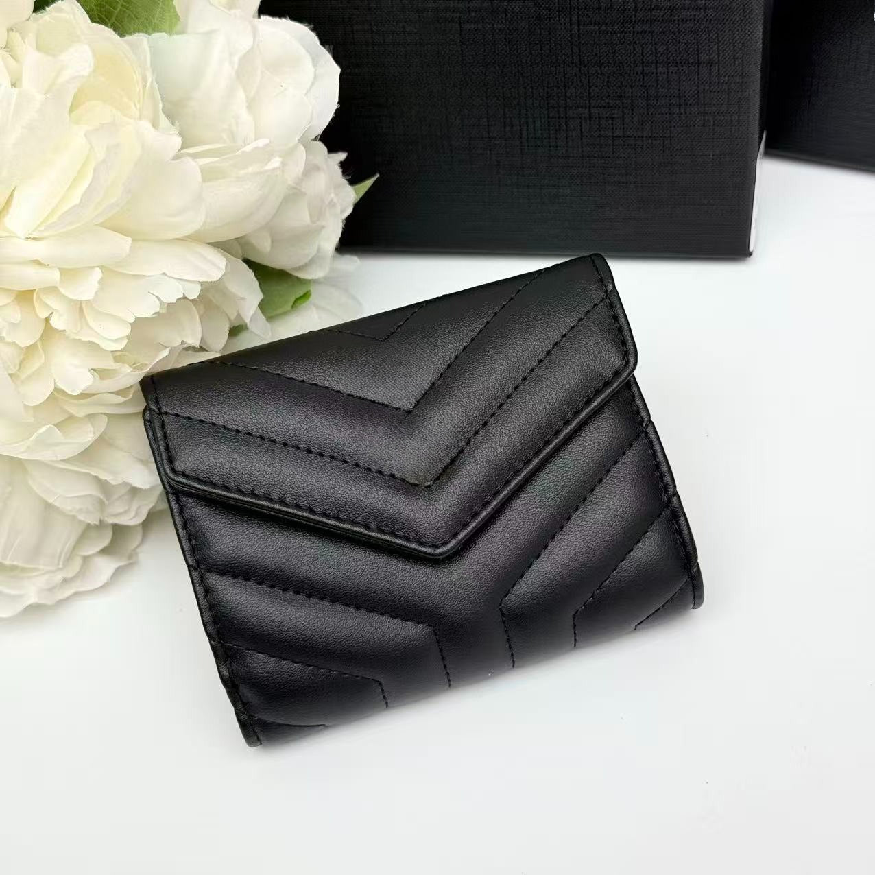 Real Sheep Leather Short Wallets Designer Card Holders With Orginal Box Passport Pouch ID Case Money Pocket Vintage Pebble Cardholder Sheepskin Cred