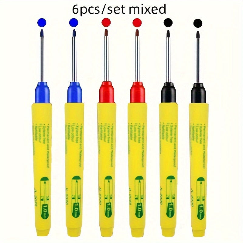 TEMU 6pcs Plastic Set, Long Head Marking Pens For Woodworking And Decoration, Deep Hole Multipurpose Marking Tool