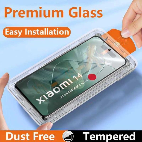 Cell Phone Screen Protectors 1-2PCS 8K Oleophobic Coating Dust Free Tempered Glass For 14T 14 13 12T Pro Easy Installation Full Cover Screen