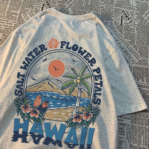 Salt Water wer Petals Hawaii Tshirts Men Women Sweat T Shirts Casual Cotton Tee Clothes Hip Hop Oversize Tops Couple