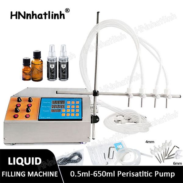 4nozzle Bottle Water Filling Machines Semi-automatic Liquid Vial Filling Machine for Juice Beverage Soy Sauce Oil Perfume 0.5-50ml