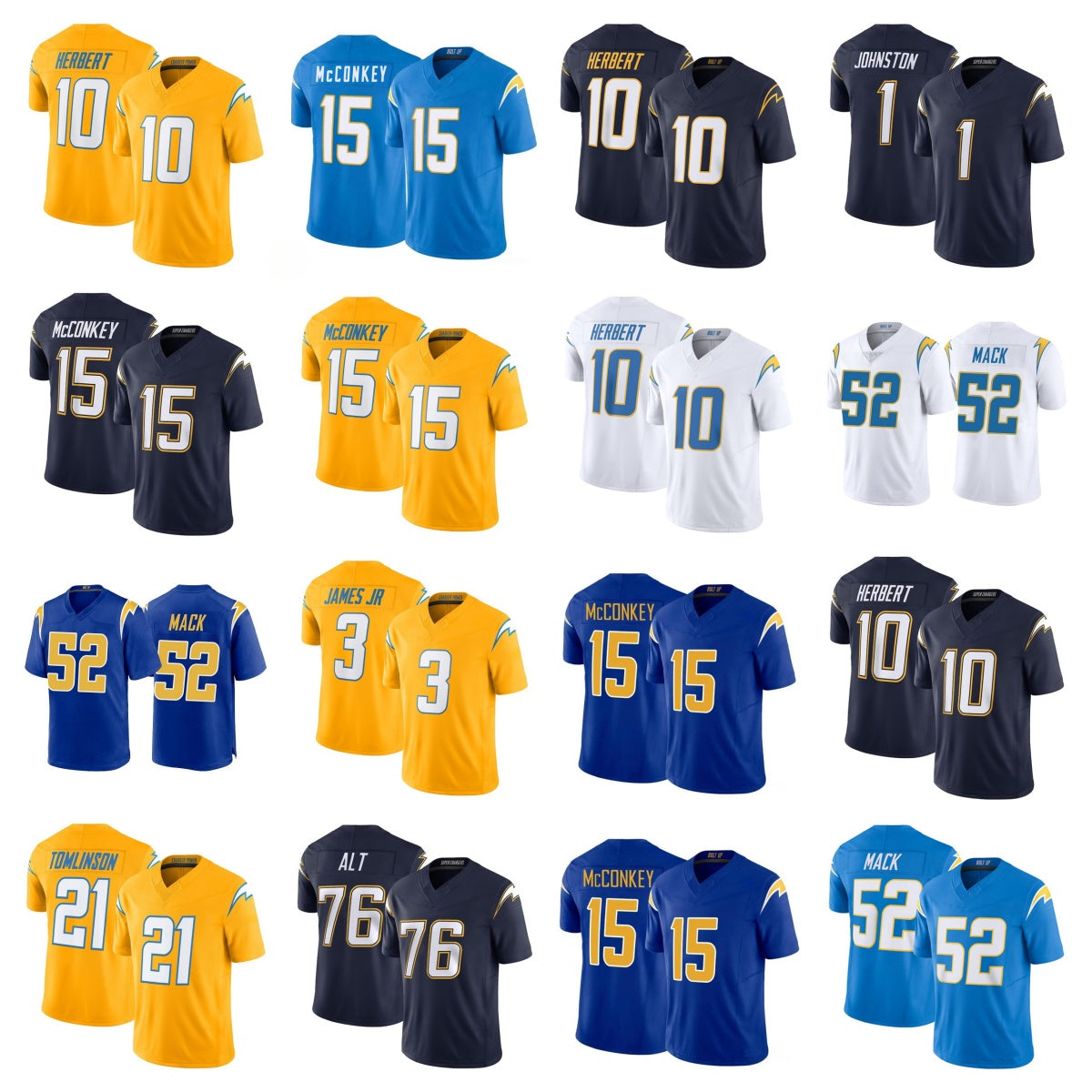 Men NFL Chargers Scott Matlock Tuli Tuipulotu Quentin Johnston Will Dissly Denzel Perryman Elijah Molden Tarheeb Still Rashawn Slater Hampton Footba