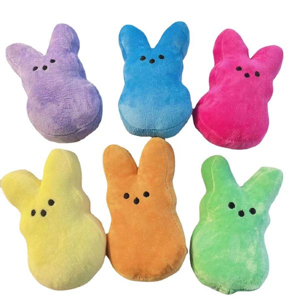 Easter 15cm Mini Bunny Peeps Doll Pink Blue Yellow Purple Rabbit Dolls for Childrend Cute Soft Plush Toys s